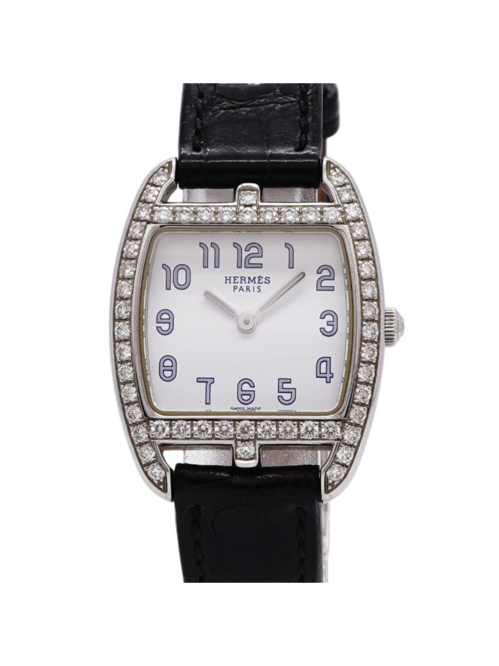 Hermes Cape Cod Diamond Bezel White Dial